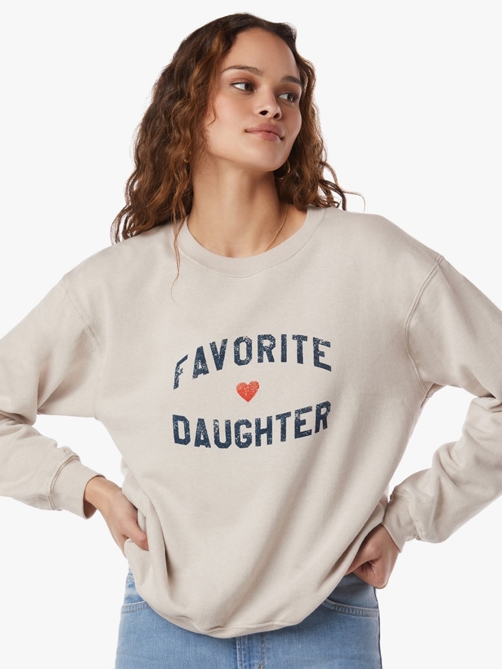 Favorite Daughter Heart Logo Graphic Crew Neck Pullover